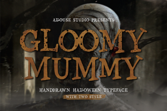 Gloomy Mummy is a superb Halloween inspired font that will enhance your work with its spooky feel. Its horror and unique style makes it incredibly fitting to a large pool of designs. The only limit is your imagination! Created by Allouse Studio, this premium font is a standout display typeface that brings a distinct, atmospheric edge to any creative project.